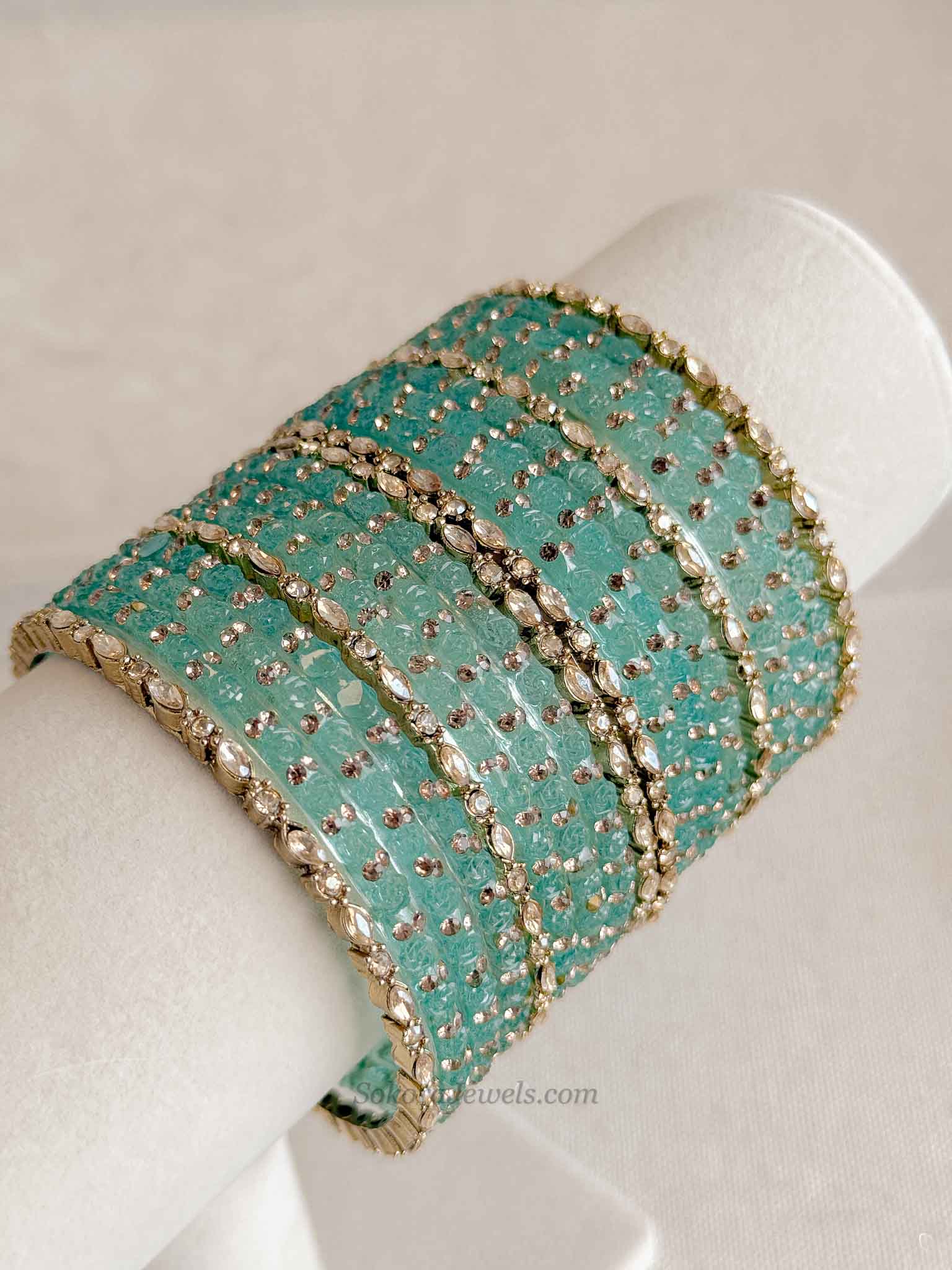 Rose Design Glass Bangle Set