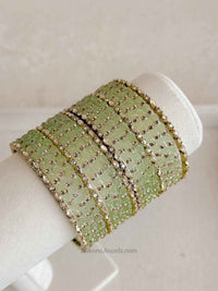 Rose Design Glass Bangle Set