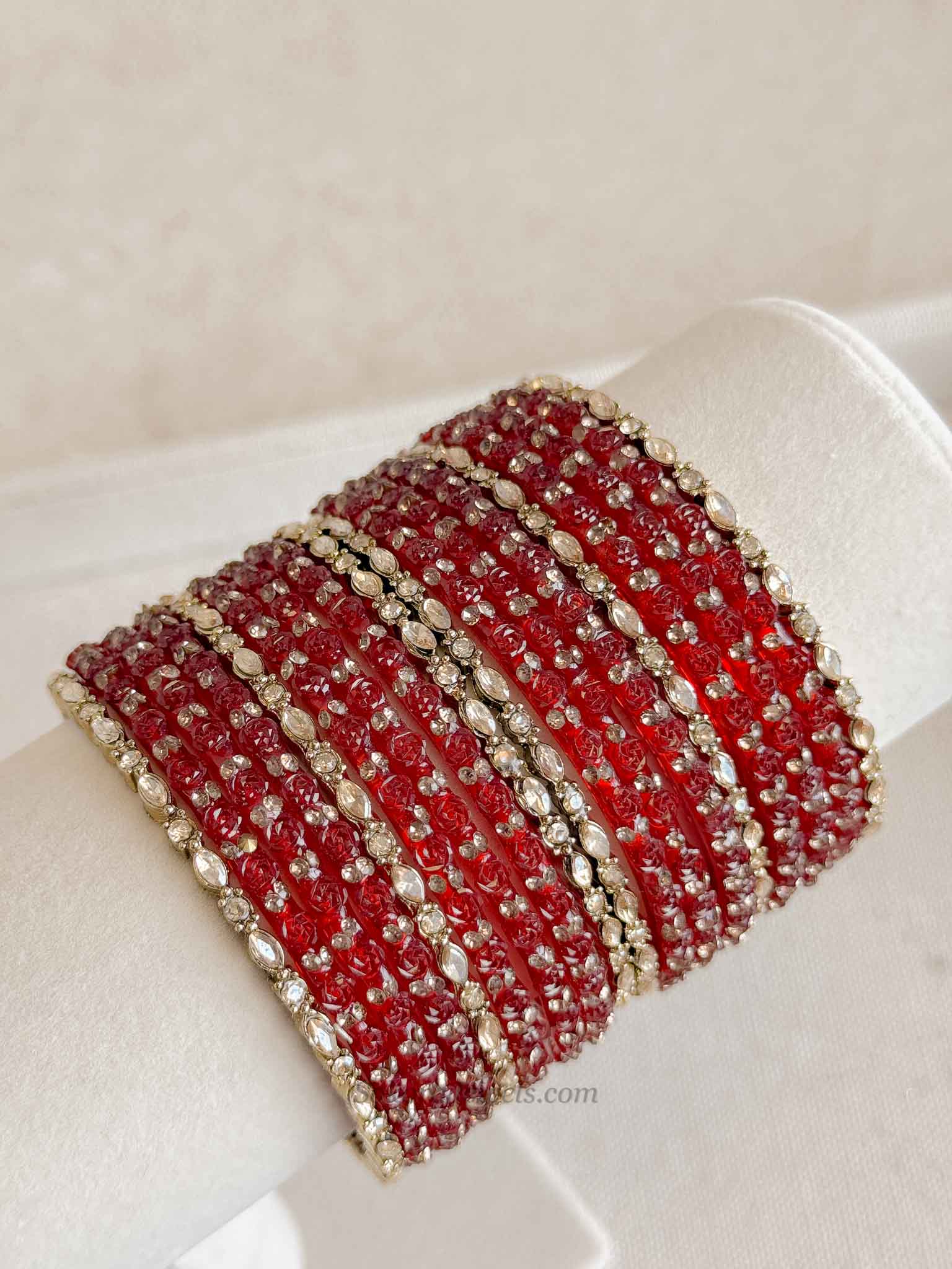 Rose Design Glass Bangle Set