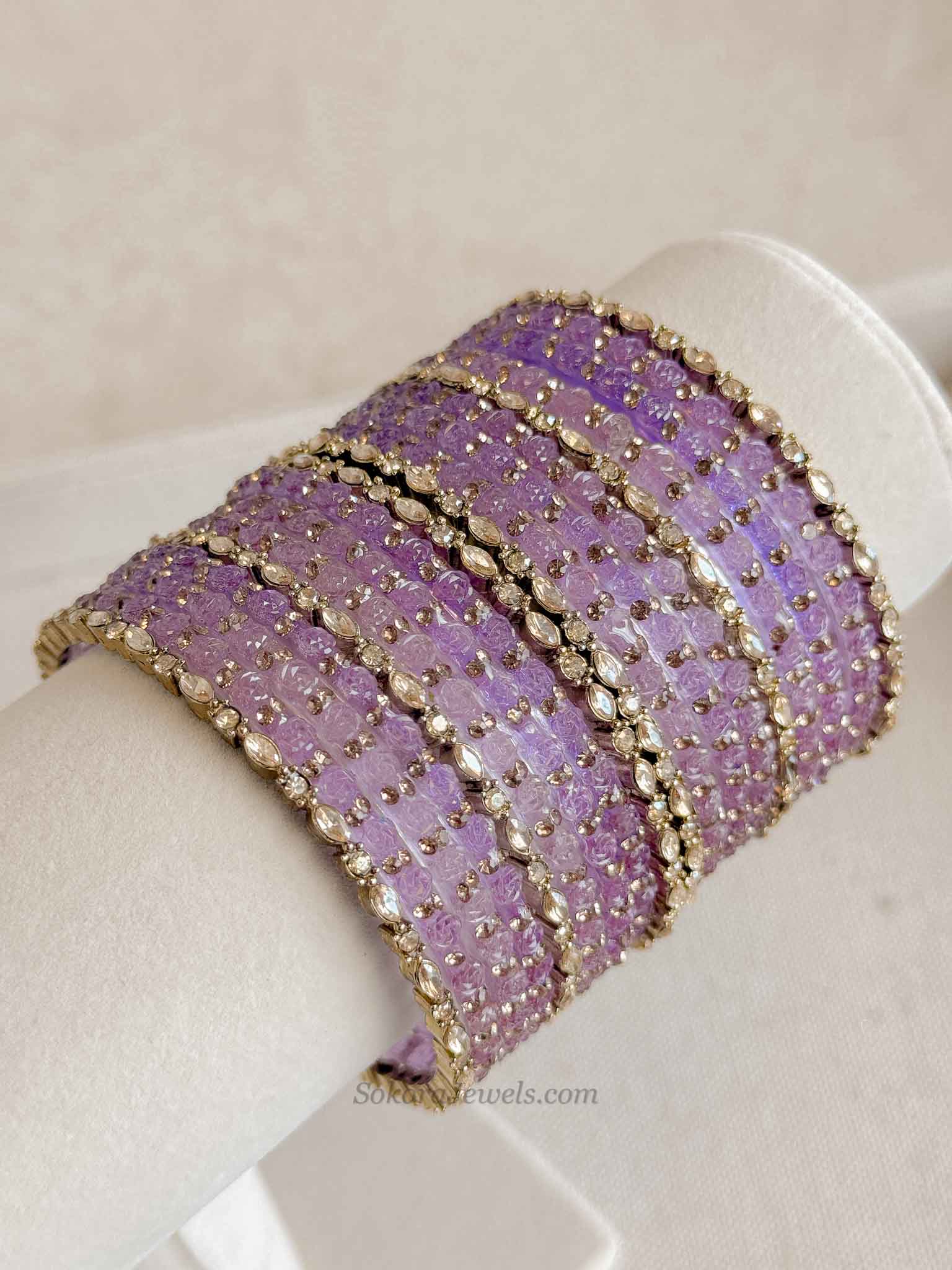 Rose Design Glass Bangle Set