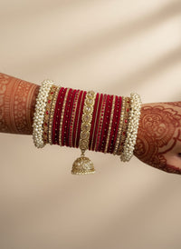 Celine Luxury Pearly Bangle Set - Maroon