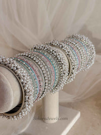Thanjina Silver Pastel Bridal Bangle set