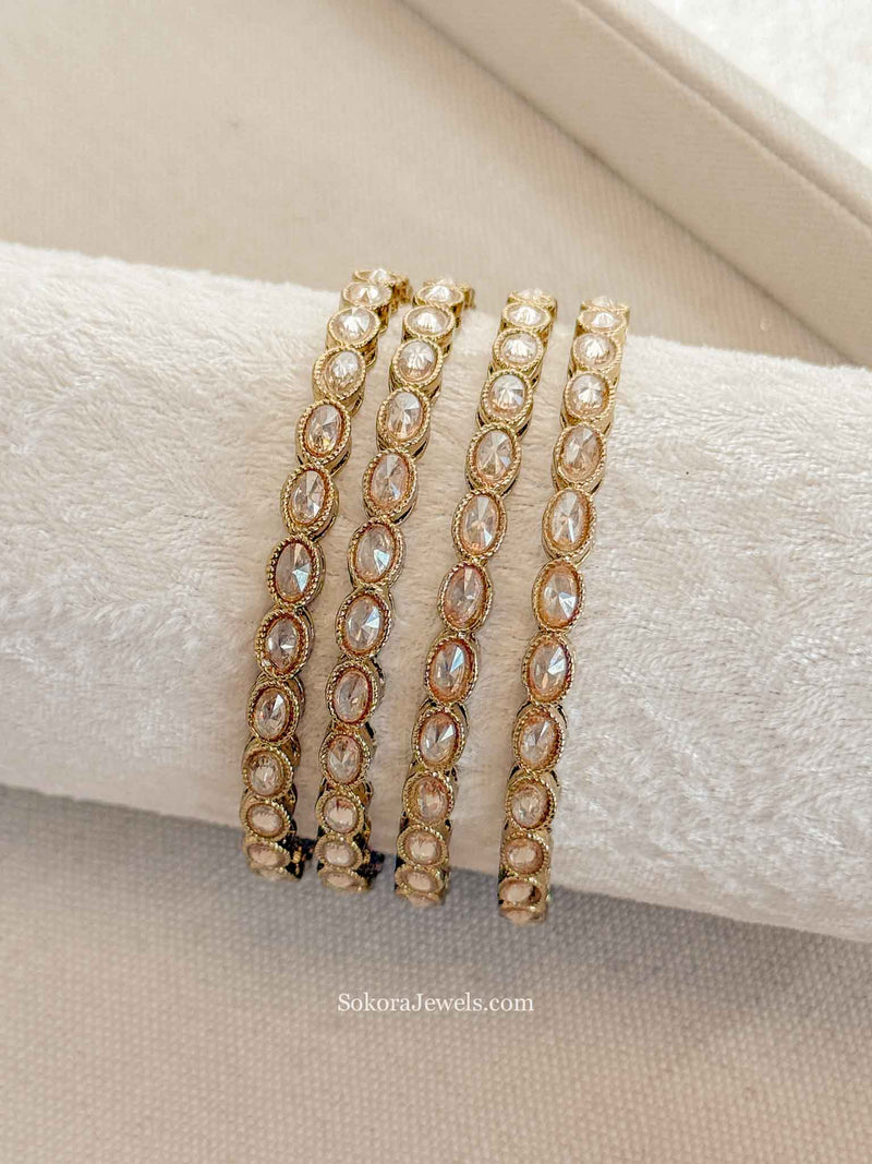 Clearance: Oval Crystal Bangles - Champagne