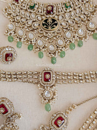 Arpana Kundan Bridal set in Maroon & Green