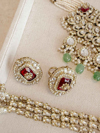 Arpana Kundan Bridal set in Maroon & Green