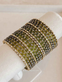 Rose Design Glass Bangle Set