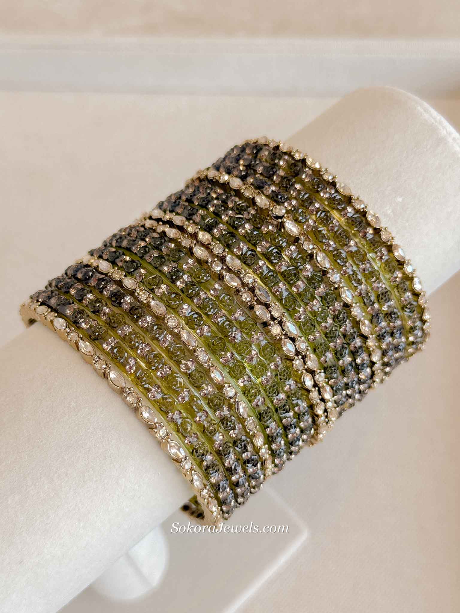 Rose Design Glass Bangle Set