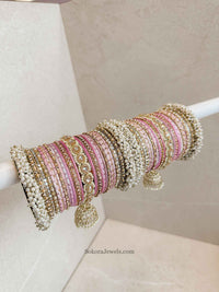 Celine Luxury Pearly Bangle Set - Pink