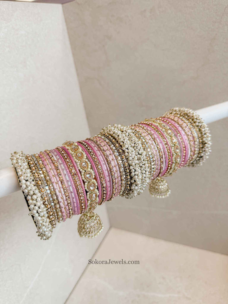 Celine Luxury Pearly Bangle Set - Pink