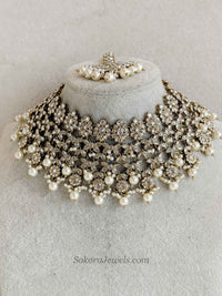 Tayyaba Necklace Set - Clear Crystal