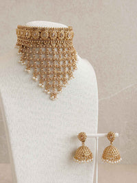 Zariya Cascade Statement Choker Set with Pearls