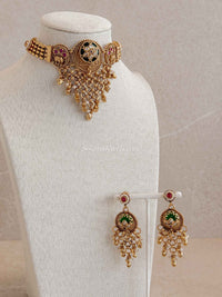 Emerald Gem Cascading Choker set