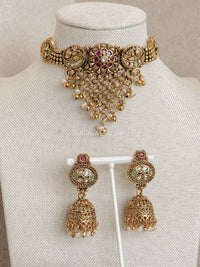 Ruby & Green Cascading Choker set