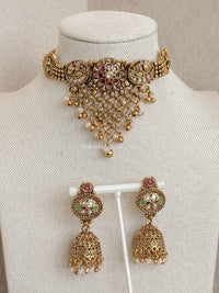 Ruby & Green Cascading Choker set