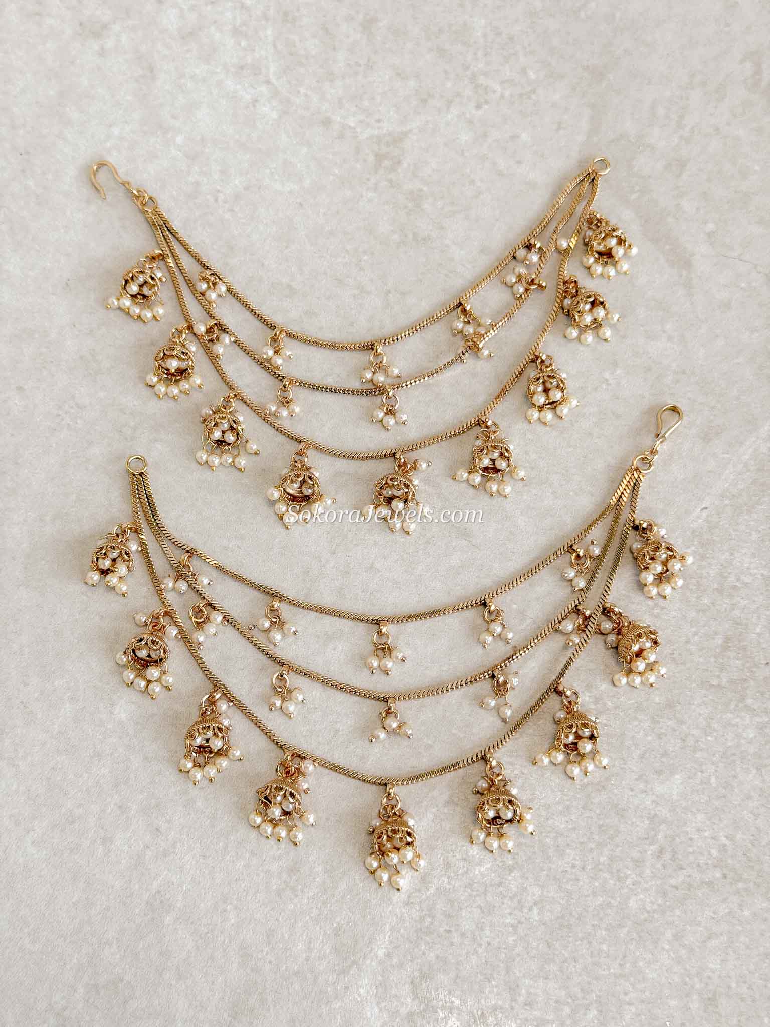 Bright Gold Jhumka Earring chains