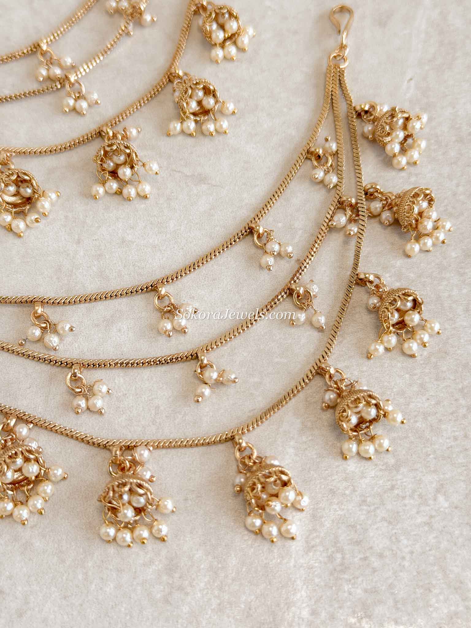 Bright Gold Jhumka Earring chains