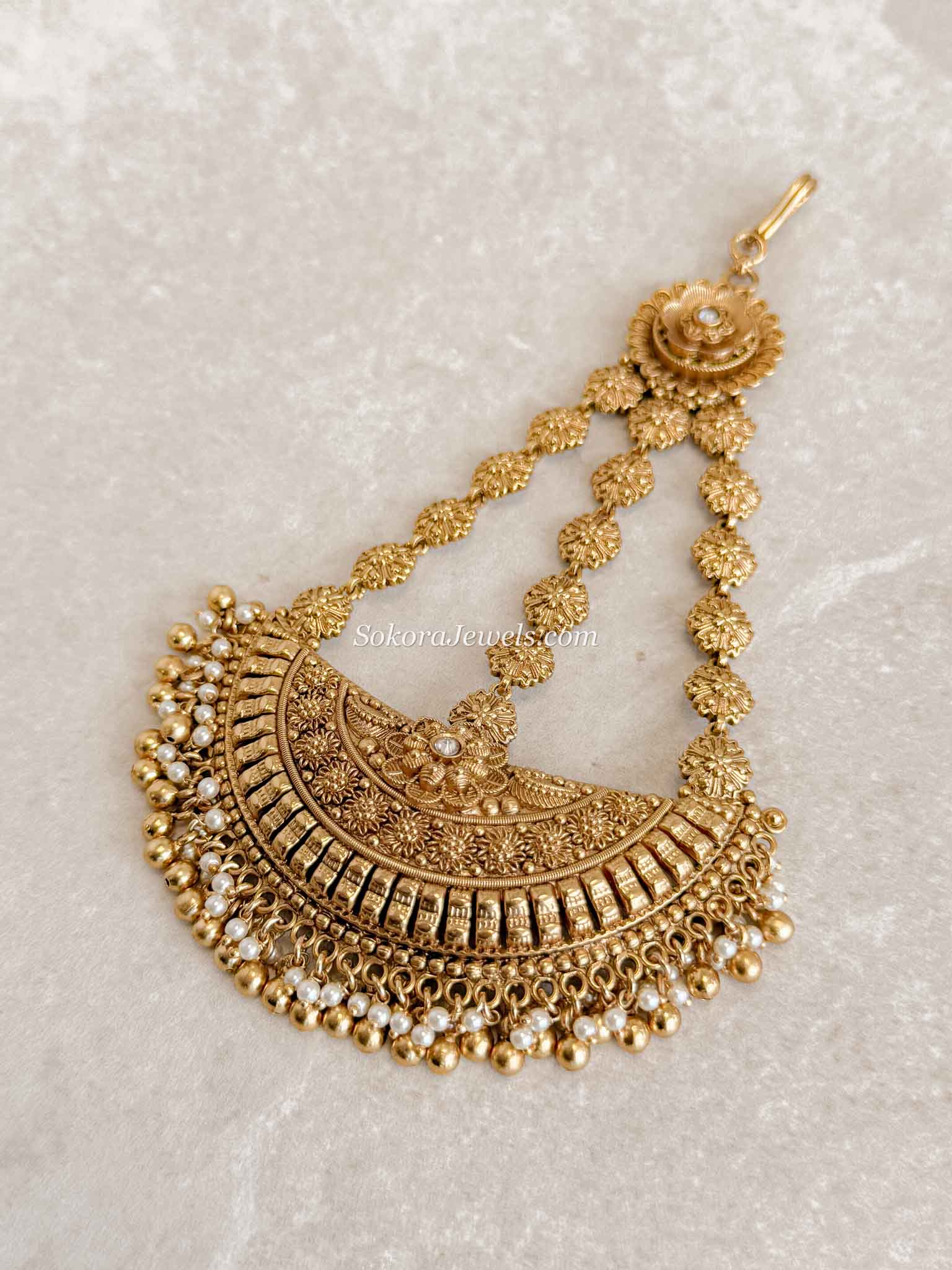 Ezhil Gold Plated Jhumar – Bridal Side Headpiece