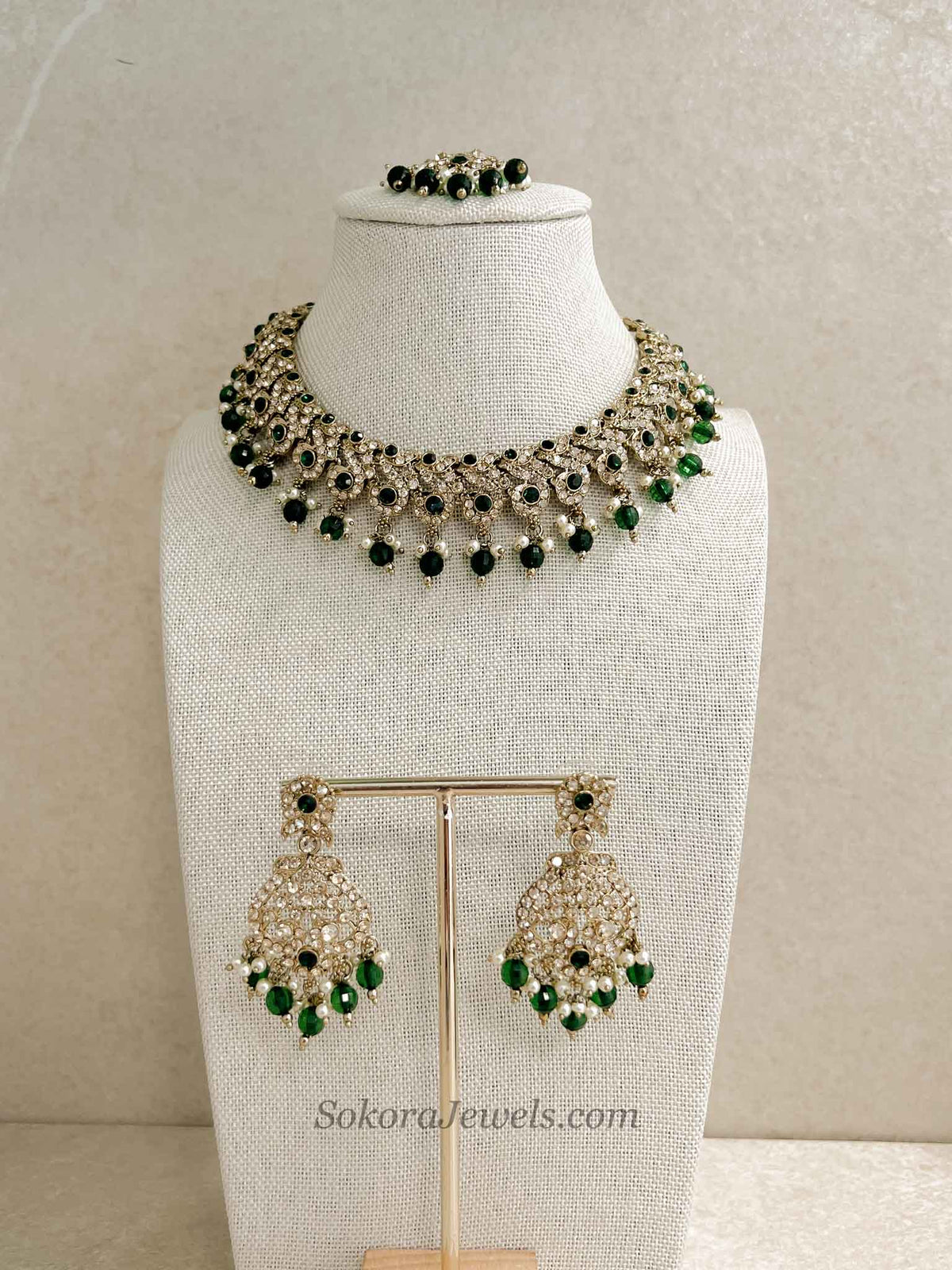 Mehak Golden Necklace sets- Green