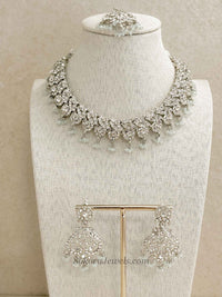 Mehak Silver Necklace sets- Pale Blue