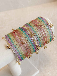 New! Pastel Glass Kashmiri Bangle set