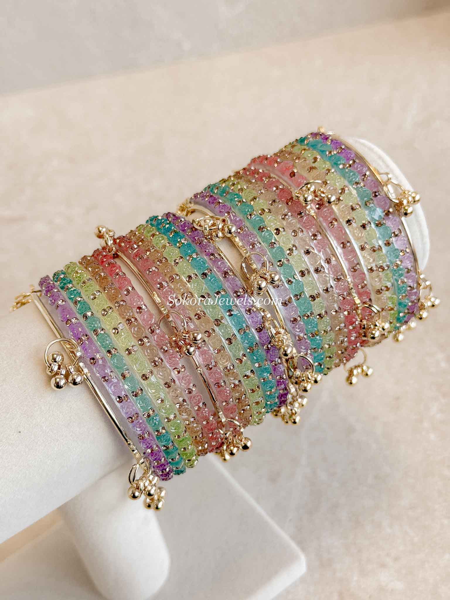 New! Pastel Glass Kashmiri Bangle set