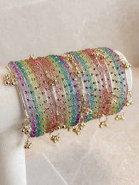 New! Pastel Glass Kashmiri Bangle set