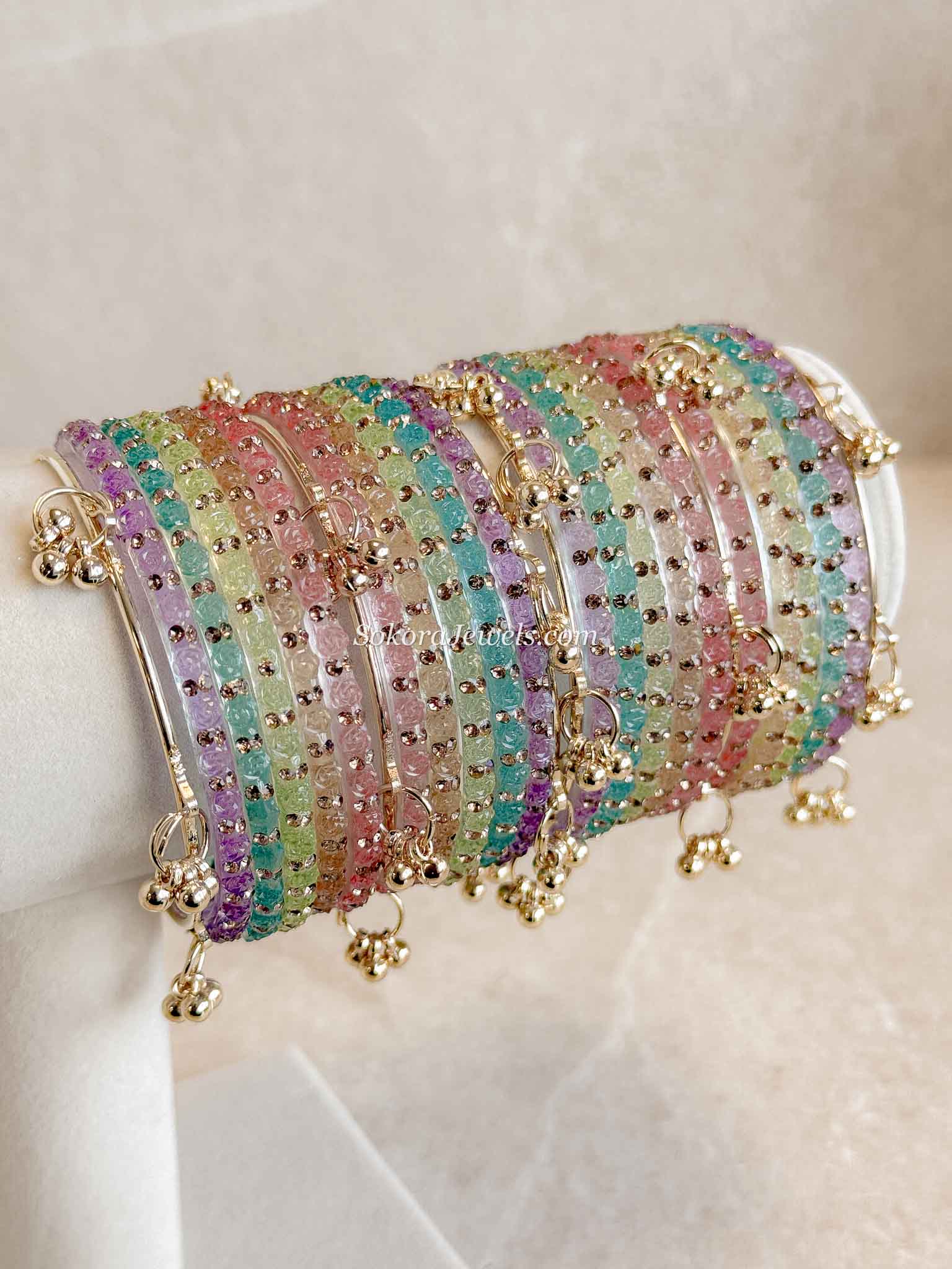 New! Pastel Glass Kashmiri Bangle set