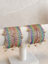 New! Pastel Glass Kashmiri Bangle set