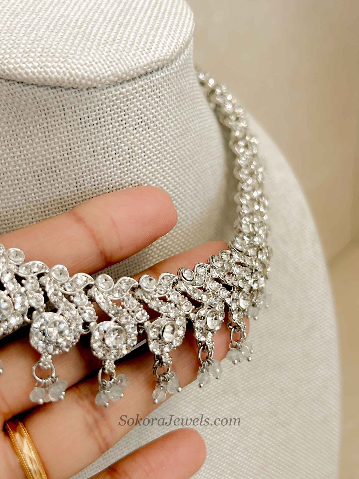 Mehak Silver Necklace sets- Pale Blue