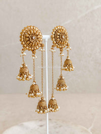 Multi Jhumka Statement Earrings with Pearls