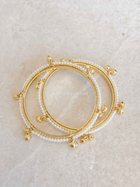 Pair of Pearl & Gold Ghungroo Bangles