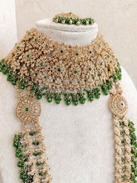 Malina Bridal Set - Full 8 Piece Antique Gold Crystal Bridal Jewelry