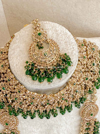 Malina Bridal Set - Full 8 Piece Antique Gold Crystal Bridal Jewelry