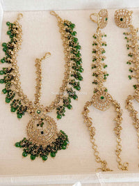 Malina Bridal Set - Full 8 Piece Antique Gold Crystal Bridal Jewelry