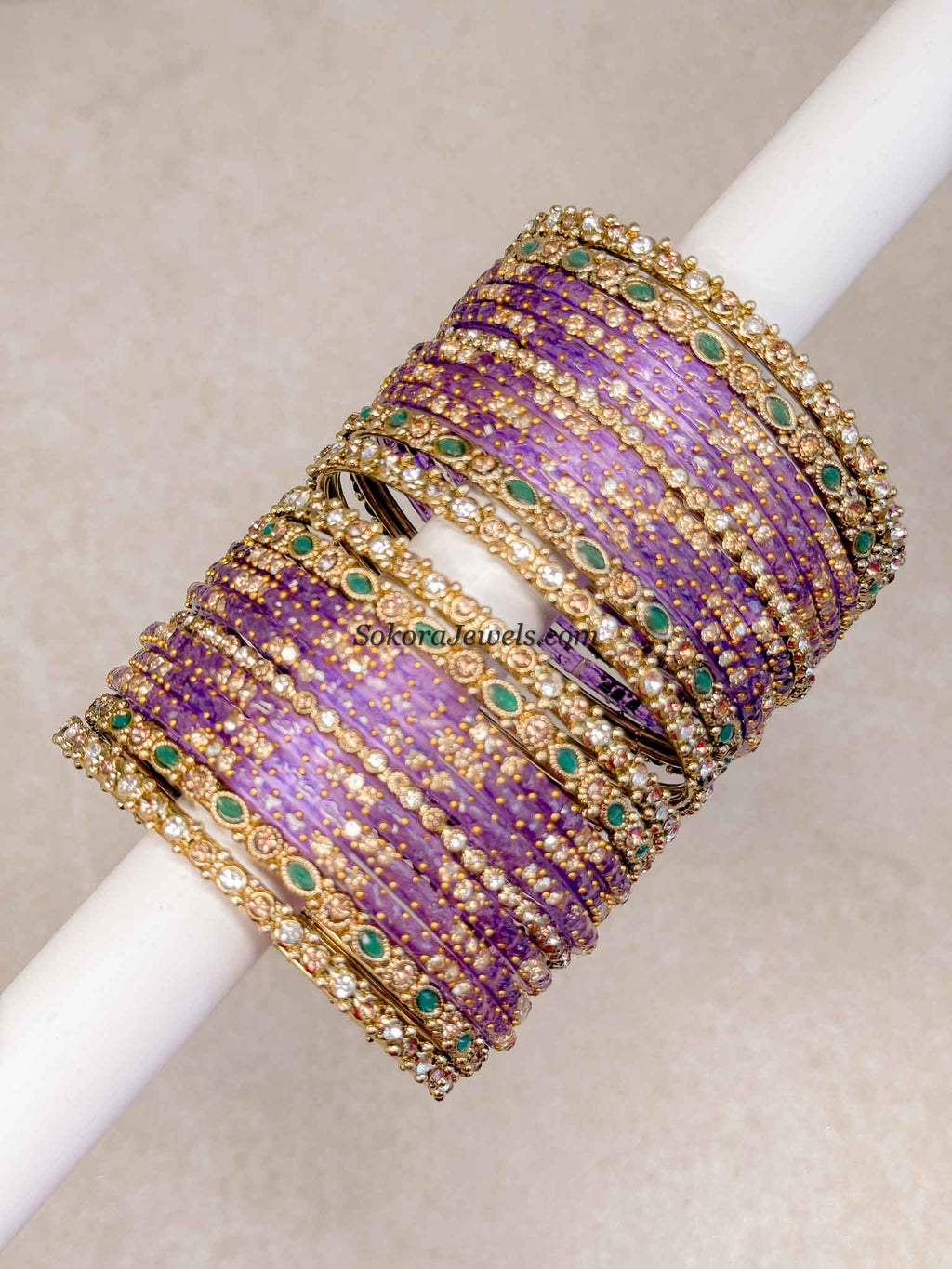 Purple Glass Bangles Set - 2.4 – SOKORA JEWELS