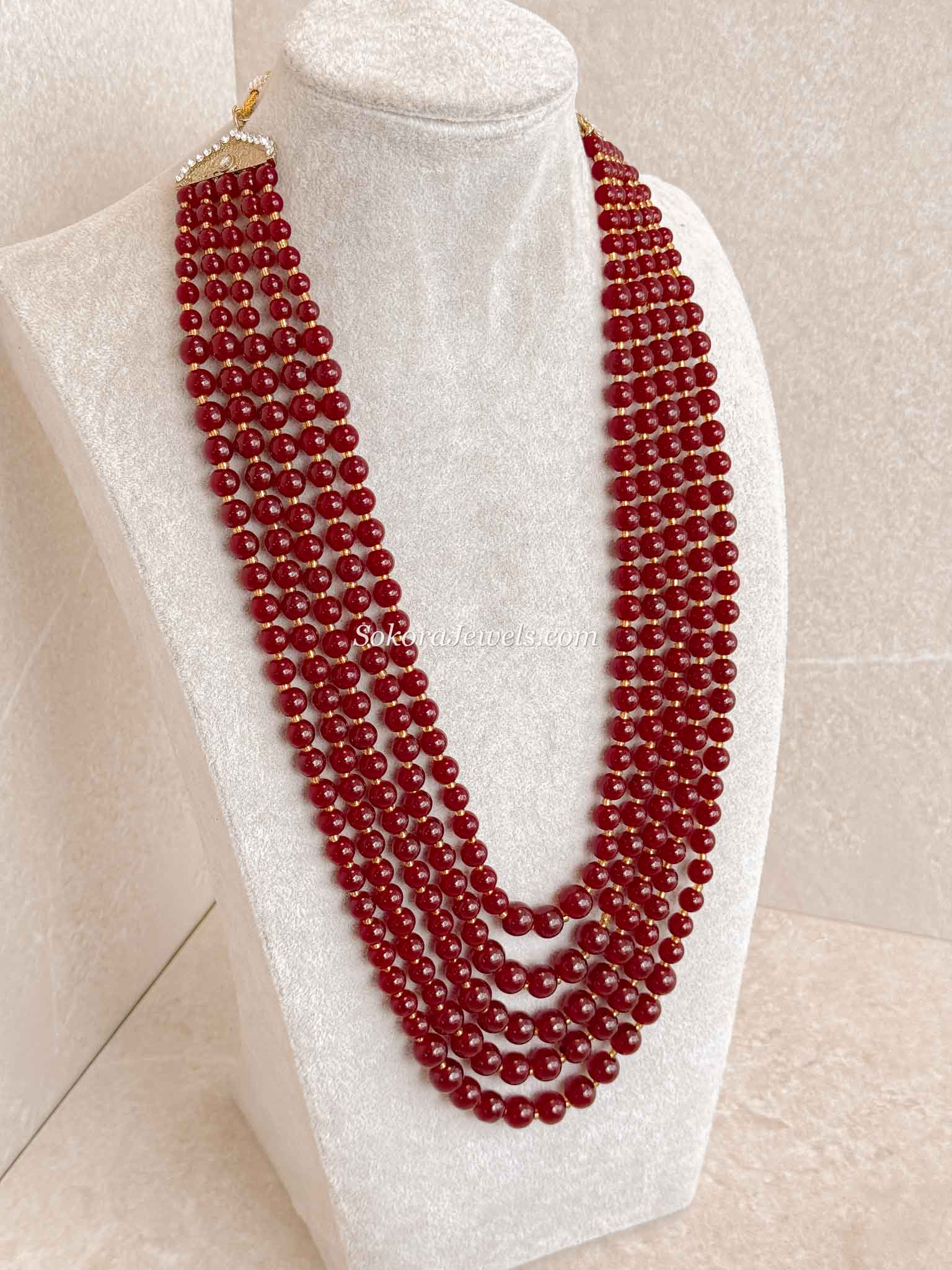 Maroon Bead Mens Mala