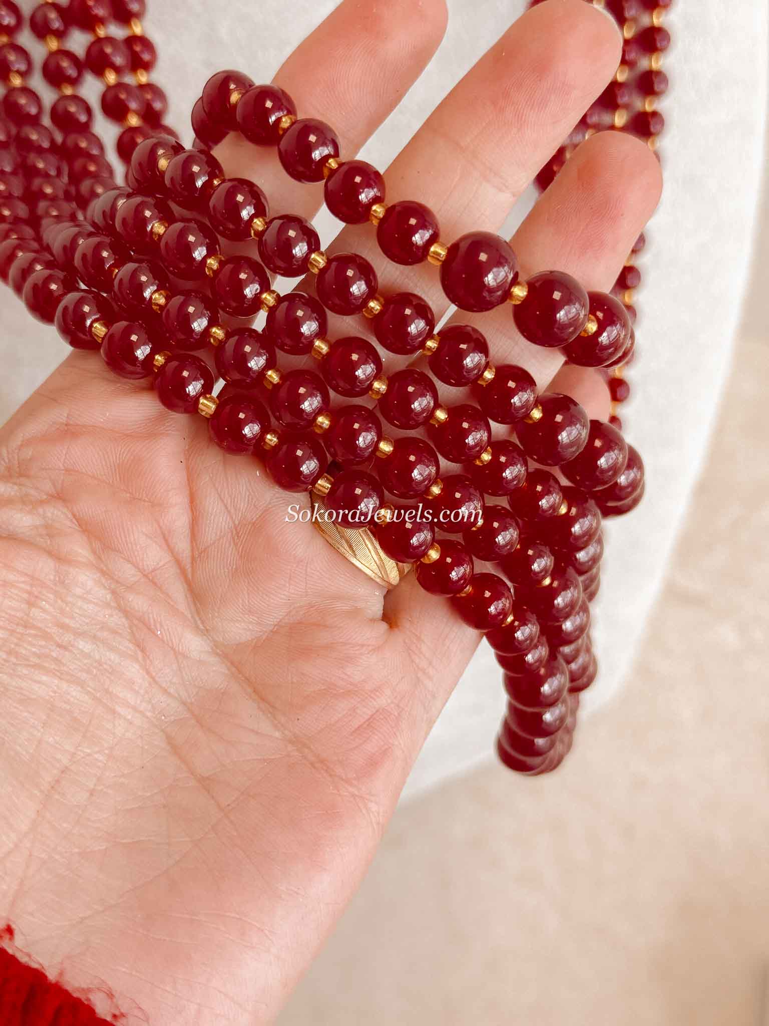 Maroon Bead Mens Mala
