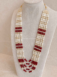Pearl & Maroon Bead Mens Mala