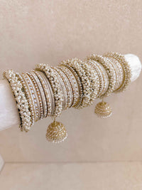 Pearl & Cream Bangle Set - Cream