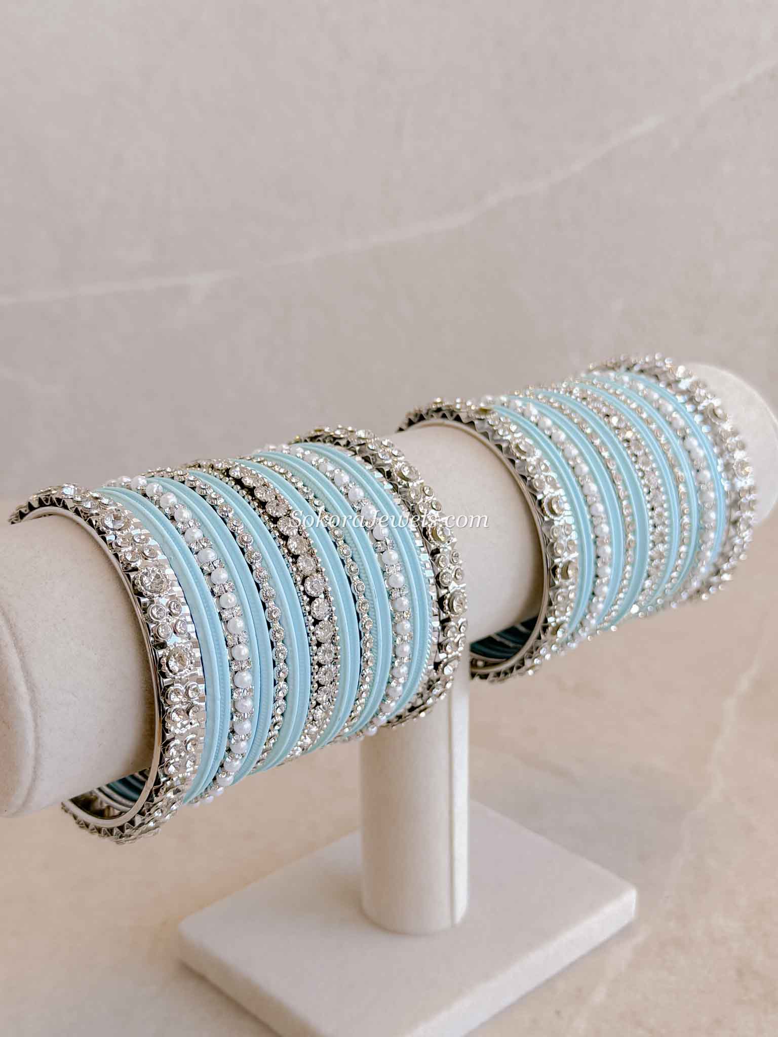 Silver & Blue Bangle set