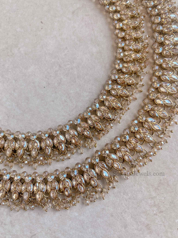 Vandana Golden Crystal Anklets