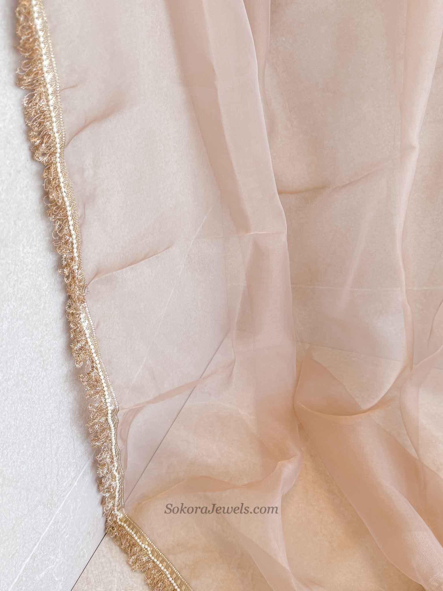 Nude Organza Bridal Veil Dupatta