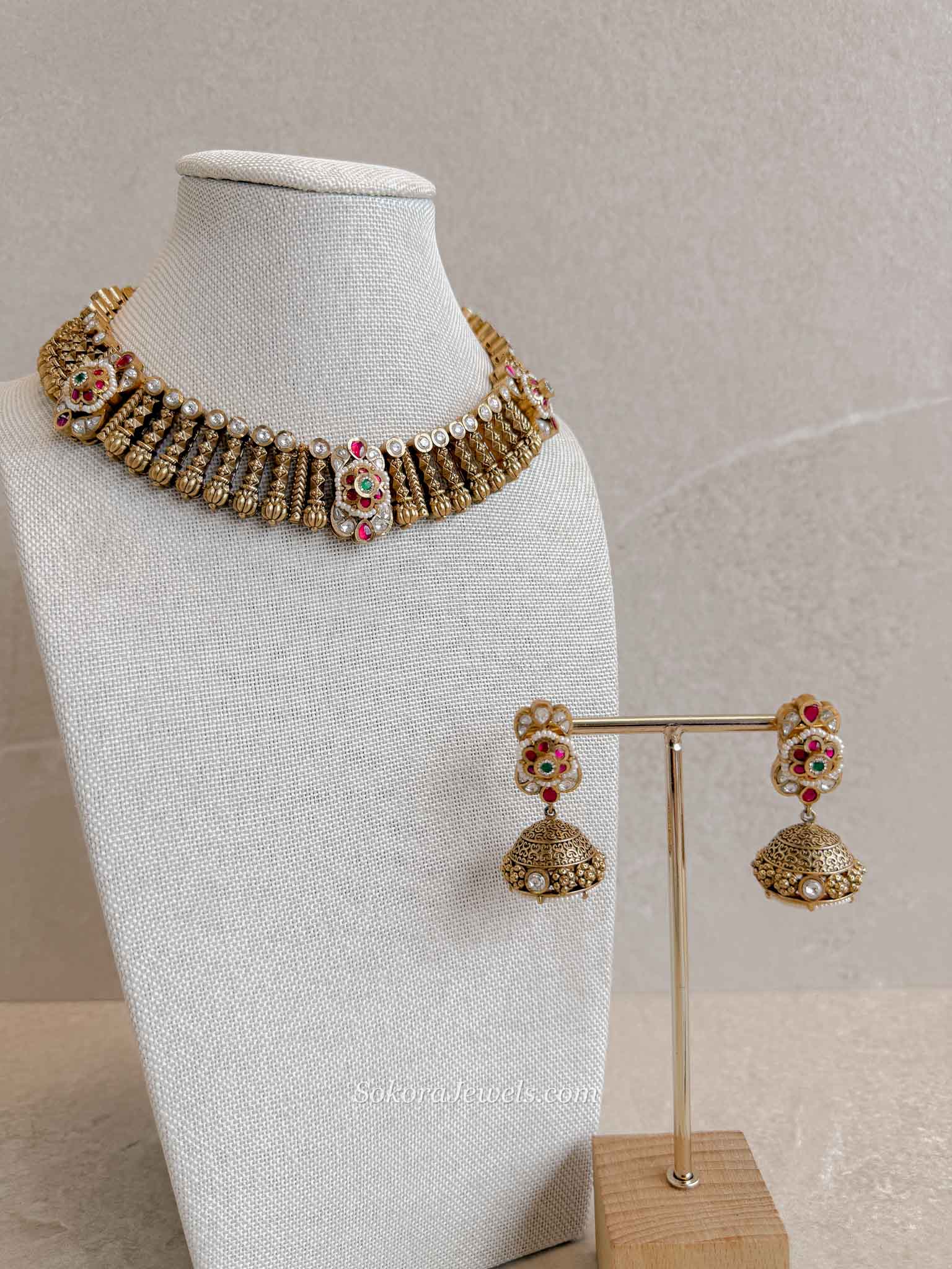 Heritage Collar Necklace Set – Ruby, Emerald & Kundan