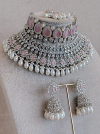 Lucie Silver Bridal set - Pink
