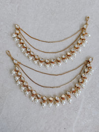 Kundan & Pearl Droplet Earring Chains