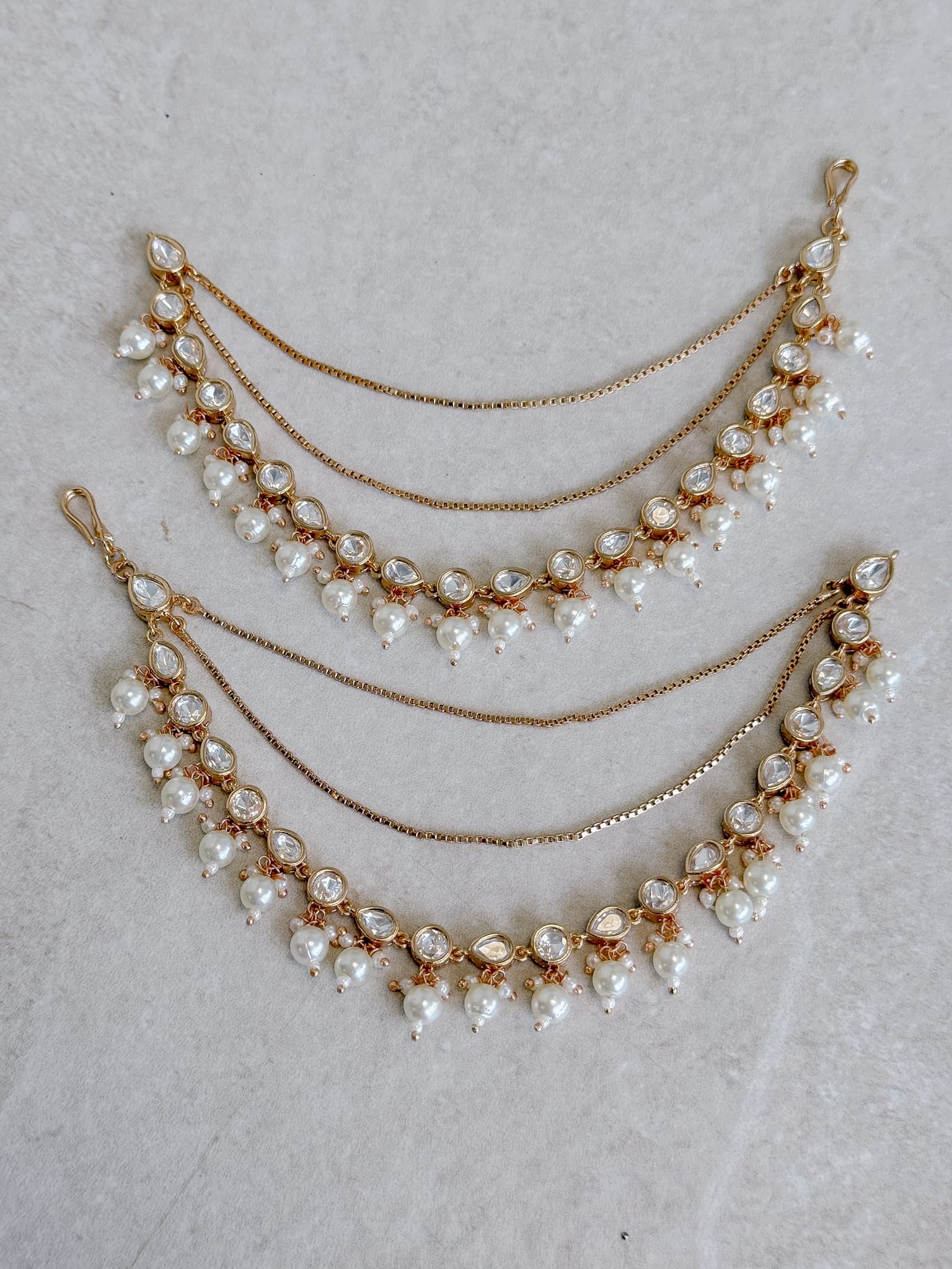 Kundan & Pearl Droplet Earring Chains