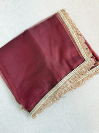 Maroon Organza Bridal Veil Dupatta