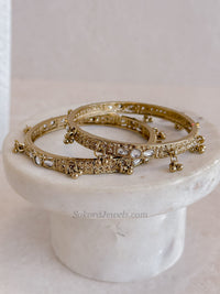 Set of 2 Faux Kundan & Ball bead Kada