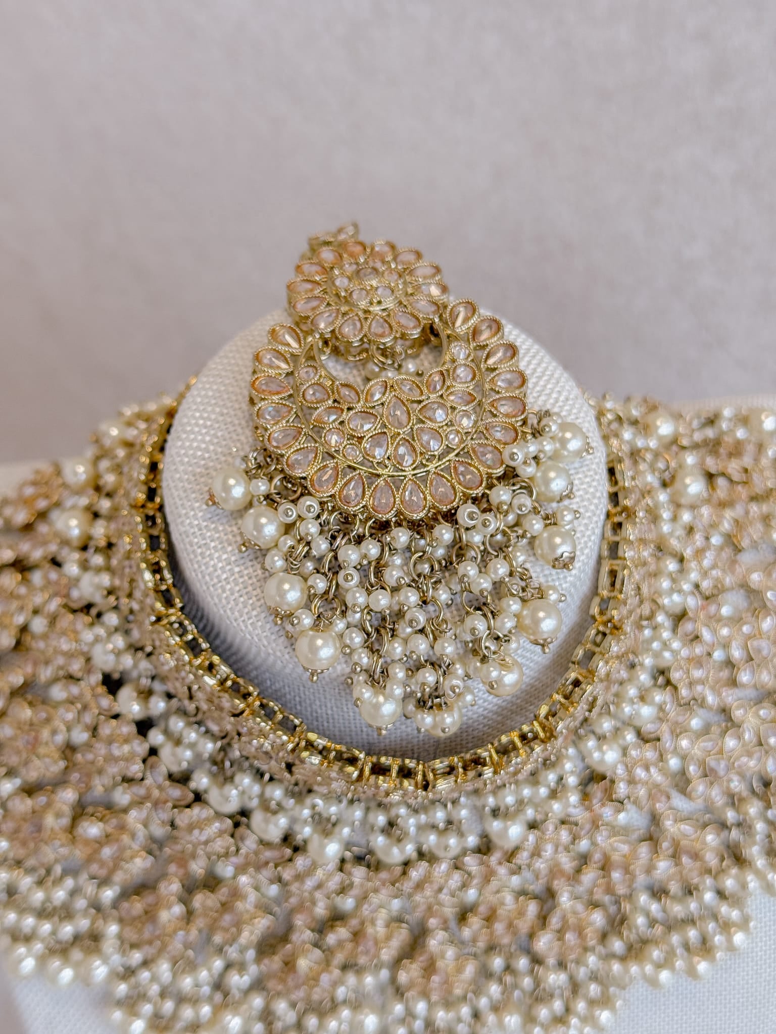 Sumaira Bridal Necklace and Earring Set - Pearl