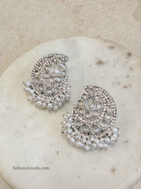 Paisley Silver Crystal Earring Tops